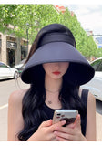 Daiiibabyyy Summer Empty Top Straw Hat For Women Bowknot Wide Brim Floppy Panama Hats Female Lady Visor Cap Outdoor Foldable Beach Sun Caps