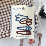 Daiiibabyyy  Retro Morandi Plaid BB Hair Clips Korean Style Early Autumn Daily Side Bang Clip Nape Baby HairClips for Women and Girls 1 Set