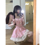DAIIIBABYYY  -  Sweet Camis Dress Patcwhork Square Neck A-line Mini Dresses Summer Korean Fashion Hot Girls Sexy Skirt Preppy Female Clothes