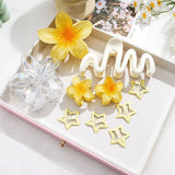 DAIIIBABYYY  -  10pcs multi-color hollow star BB clip, frangipani, wave grab clip combination set, washing tray hair shark clip hair ornament