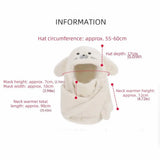 Daiiibabyyy  Simple Fleece Seal Plush Hooded Scarf Cute Solid Color Mask Pullover Hat 3 in 1 Soft Earflap Hat Female/Girls