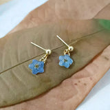 Daiiibabyyy  Tiny Blue Forget Me Not Flower Earrings Simple Dried Floral Earring Jewelry Gifts for Mom, Friends