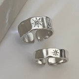 Daiiibabyyy  Punk Opening Ring Women Couple Y2K Shiny Star Finger Rings Handmade Irregular Design Jewelry Hip Hop Party Accessories