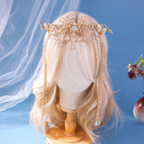 Daiiibabyyy  Antique  Antlers Fringed Hair Crown Accessories Antique Princess Hair Crown Sweet Accessories