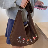 Daiiibabyyy  Fashion Preppy Letter Embroidery Shoulder Bag Vintage Y2k Aesthetic Kawaii Women's Handbags Casual All Match Ins Crossbody Bags