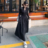 Daiiibabyyy  Korean Style Polo Collar Slim Fit Knitted Dress White Waist Cinching Women's Fashion Autumn Sweet Dress