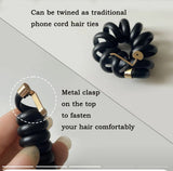 DAIIIBABYYY  -  Elastic Telephone Wire Hair Ties Women Girls Solid Color Hair Bands Spiral Coil Rubber Band Ponytails Head Rope Hair Accessories