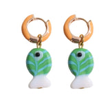Daiiibabyyy  Personality Jewelry Accessories Enamel Fish Earrings Lip Alloy Charms Ear Buckle Dripping Oil Starfish Hoop Earrings Girls