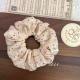 DAIIIBABYYY  -  French Fashion Plaid floralScrunchies for Hair  bow ribbon French girlish ponytail tie hair accessory versatile Hair ties