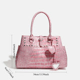 Daiiibabyyy  Fashion Crocodile-patterned Handbag Brand Pink Pu Women's Shoulder Bag Trendy Large Capacity Diamond-embellished Underarm Bag