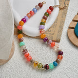 Daiiibabyyy  Trendy Colorful Resin Beads Chain Necklaces for Women Men Boho Handmade Choker Necklaces Vacation Statement Jewelry Gifts