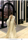 Daiiibabyyy  French Fashion Luxury Halter Neck Evening Gown Women Sexy Backless Sleeveless Slim-Fit Long Party Dress High-street Casual Robe