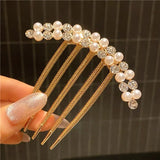 Daiiibabyyy  Luxury Pearl Hair Combs Women Elegant Zircon Hairpin Clips Crystal Bun Wedding Bridal Hairclaw Rhinestone Jewelry Accessories