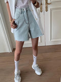 DAIIIBABYYY  -  Streetwear Light Blue Denim Shorts Women Korean Fashion High Waist Biker Shorts Jeans Feminino Summer Casual Chic