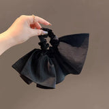 DAIIIBABYYY  -  Korean Women Black Pleated Skirt Hair Tie Scrunchies Ponytail Rubber Band Elastic Hair Bands Elegant Lady Girls Hair Accessories