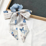 DAIIIBABYYY  -  Printed Bow Hair Rope Elegant Ribbon Ponytail Hair Band For Women Sweet Rubber Band Hair Ring Fashion Headdress Hair Accessories