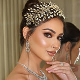 Daiiibabyyy  Champagne Bridal Headbands Head Jewelry Blue Crystal Wedding Hair Accessories Birthday Tiara Red Party Hairpiece for Woman