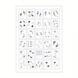 Daiiibabyyy  30 Sheets Black Minimalist Moon Planet Ears Temporary Tattoos Tattoo Sticker Temporary Tattoos