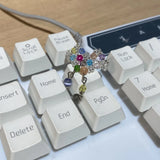 Daiiibabyyy Y2k Aesthetics Colorful Crystal Beaded Tassel Ring for Women Sweet Cute Egirl Charm Elastic Rings  Korean Fashion Jewelry