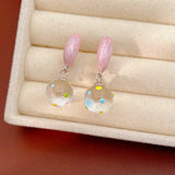 Daiiibabyyy  Cute Dripping Oil Heart Dangle Earrings for Women Y2K Aesthetic Dot Glass Ball Drop Earrings Daily Party Fashion Jewelry K