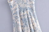 Daiiibabyyy  Vintage French Summer Orange Lemon Print Bandage Spaghetti Strap Midi Dress Women Hem Slit Bow Lacing Up Sling Dresses Vestido
