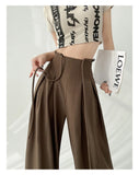 DAIIIBABYYY  -  Streetwear Wide Leg Pants Women Korean Black High Waist Suit Pants Summer Fashion Elegant Lace Up Straight Trousers New