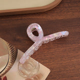 Daiiibabyyy  1PC Iridescent Ribbon - Shaped Hair Claws Set, 4 Pastel Colors, Stylish Hair Clamps for Women, Chic Updo Accessories