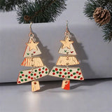 Daiiibabyyy  Gold and Silver Color Christmas Tree Earrings Metal Pendant Hoop Drop Earring For Women Ear Hook Fashion Party Accessories Gifts