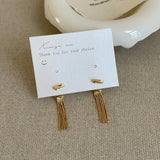 Daiiibabyyy  Elegent Long Tassel Drop Dangle Earrings for Women Metal Delicate Chain Two Wear Way Simple Sweet Luxury Jewelry Daily