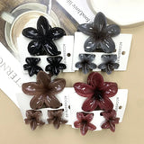 DAIIIBABYYY  -  3Pcs Sweet Colorful Plumeria Flower Shark Clip Hair Claw Bohemian Ponytail Clip Plastic Hairpin Barrette Summer Hair Accessories