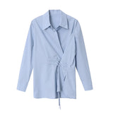 DAIIIBABYYY  -  Niche Design Sense Chinese Swashplate Buckle Irregular Thin Feeling Shirt Early Spring New Model