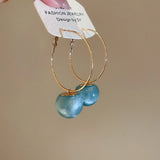 Daiiibabyyy  Light Luxury Multiple Multicolor Round Resin Ball Large Hoop Earrings for Women Gold Plated Iron Alloy Daily Party Jewelry