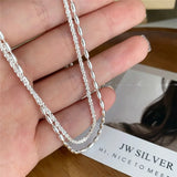 Daiiibabyyy New S925 Sterling Silver Double Layer Choker Rice Ball Chain Type Necklace Simple Women's Wedding Gift Boutique Fine Accessory