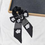 DAIIIBABYYY  -  Printed Bow Hair Rope Elegant Ribbon Ponytail Hair Band For Women Sweet Rubber Band Hair Ring Fashion Headdress Hair Accessories