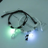 DAIIIBABYYY  -  2pc Luminous Cat Star Moon Cross Charms Bracelet Set Couple Adjustable Woven Rope Friendship Bracelet For Women Men Jewelry Gift