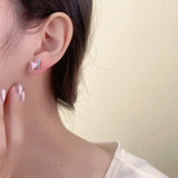 Daiiibabyyy  Small Butterfly Zircon Stud Earrings Women Girls Y2K Cute Exquisite Shiny Crystal Personality Fashion Ear Jewelry Accessories