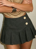 Daiiibabyyy  American Streetwear Vintage Solid High Waist A-LINE Folds All Match Skirts