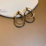 Daiiibabyyy  Punk Two Tone Hollow Geometric Irregular Metal Style Delicate Hollow Earrings Suitable Women's Y2K Jewelry Party Girls Gifts ﻿