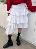 DAIIIBABYYY  -  South Korea Chic Spring Skirts Sweet Temperament High Waist White Layered Patchwork Irregular Cake Skirt Female Faldas