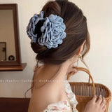 Daiiibabyyy Large Rose Flower Hair Claw Clips Women Girls Sweet Ponytail Holder Crab Clamps Barrettes Hairpins Hair Accessories Fashion