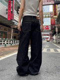 Daiiibabyyy  Grunge Black Jeans Women Y2k Vintage Oversized High Street Wide Cargo Denim Trousers Casual Baggy Straight Denim Pants