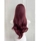 Daiiibabyyy  Raspberry Red Long Roll High Quality Synthetic Wig Personalized Medium Large Wave Women's Wig