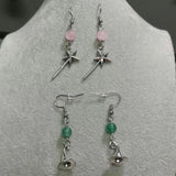 Daiiibabyyy  New Retro Exquisite Sliver Color Five-pointed Star Cane Pink Glass Crystal Beads Pendant for Women Halloween Magic Witch Jewelry