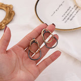 Daiiibabyyy  Punk Two Tone Hollow Geometric Irregular Metal Style Delicate Hollow Earrings Suitable Women's Y2K Jewelry Party Girls Gifts ﻿