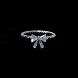 DAIIIBABYYY  -  Sweet Fashion Zircon Bowknot Rings for Women Girls Y2K Crystal Silver Color Adjustable Opening Ring Wedding Party Jewelry Gifts