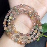 DAIIIBABYYY  -  6MM Natural Colored Rutilated Quartz Triple Circle Bracelet Reiki Healing Fengshui Stone Fashion Jewelry For Women Holiday Gift