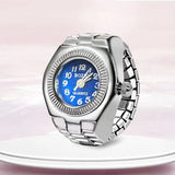 DAIIIBABYYY  -  Personalized Crystal Flower Mini Finger Watch Ring Elastic Strap Couple Rings Vintage Clock Roman Quartz Watch Ring Women Girls