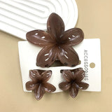 DAIIIBABYYY  -  3Pcs Sweet Colorful Plumeria Flower Shark Clip Hair Claw Bohemian Ponytail Clip Plastic Hairpin Barrette Summer Hair Accessories