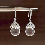 Daiiibabyyy  Light Luxury Rhinestone Crown Transparent Crystal Bead Earrings Niche Fairy Fashion Jewelry Women Holiday Daily Wearing