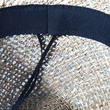 Daiiibabyyy  Sea Grass Summer Panama Hats for Women Sun Hat with Leather Shell Band Designer Flat Top Straw Fedora Hat Party Travel Beach Hat